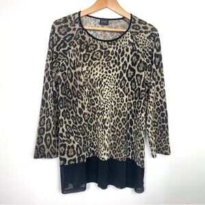 VAMP Animal Print Top Mesh Trim
